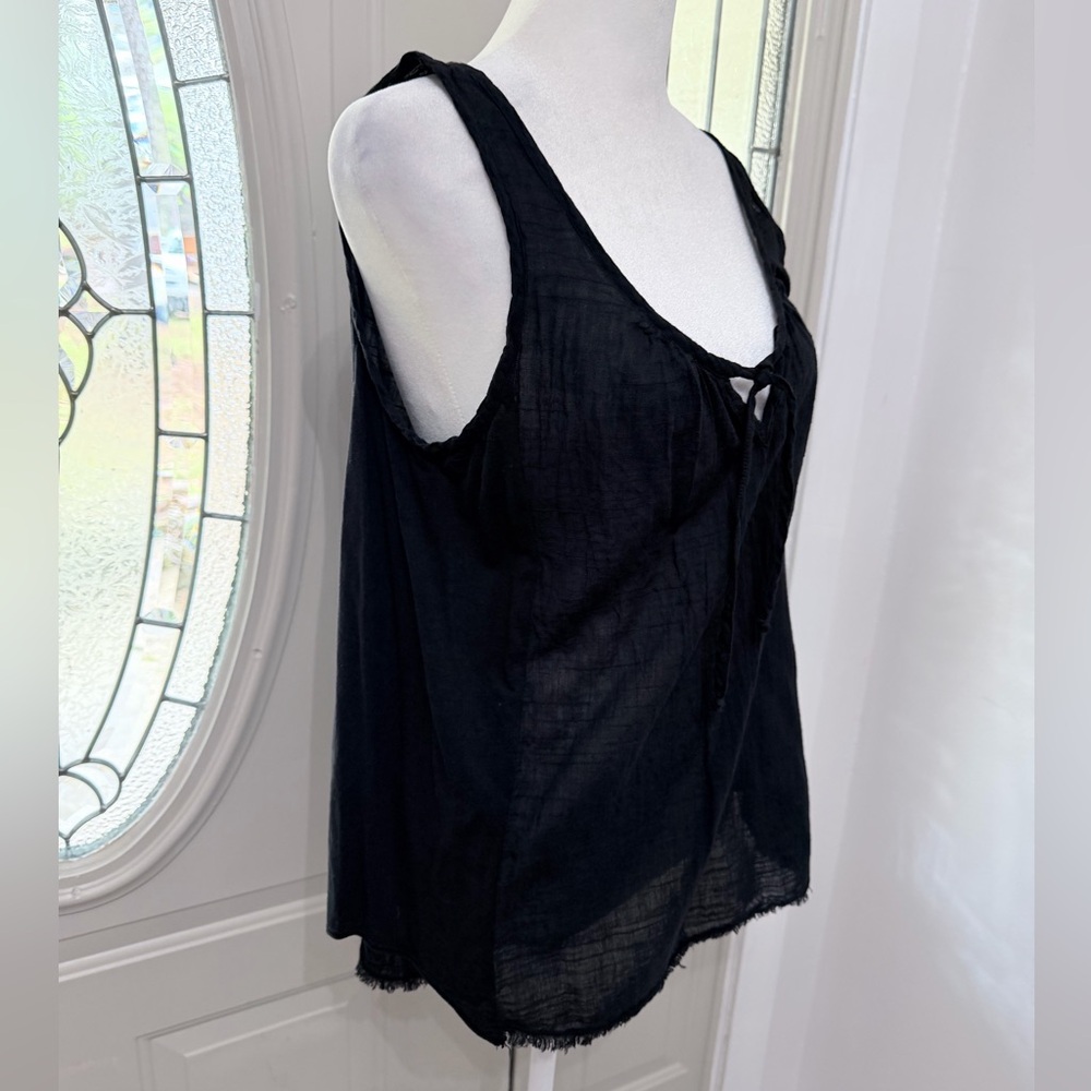 Velvet by Graham & Spencer Black Cotton Gauze Sleeveless Medium Blouse - Picture 4 of 9